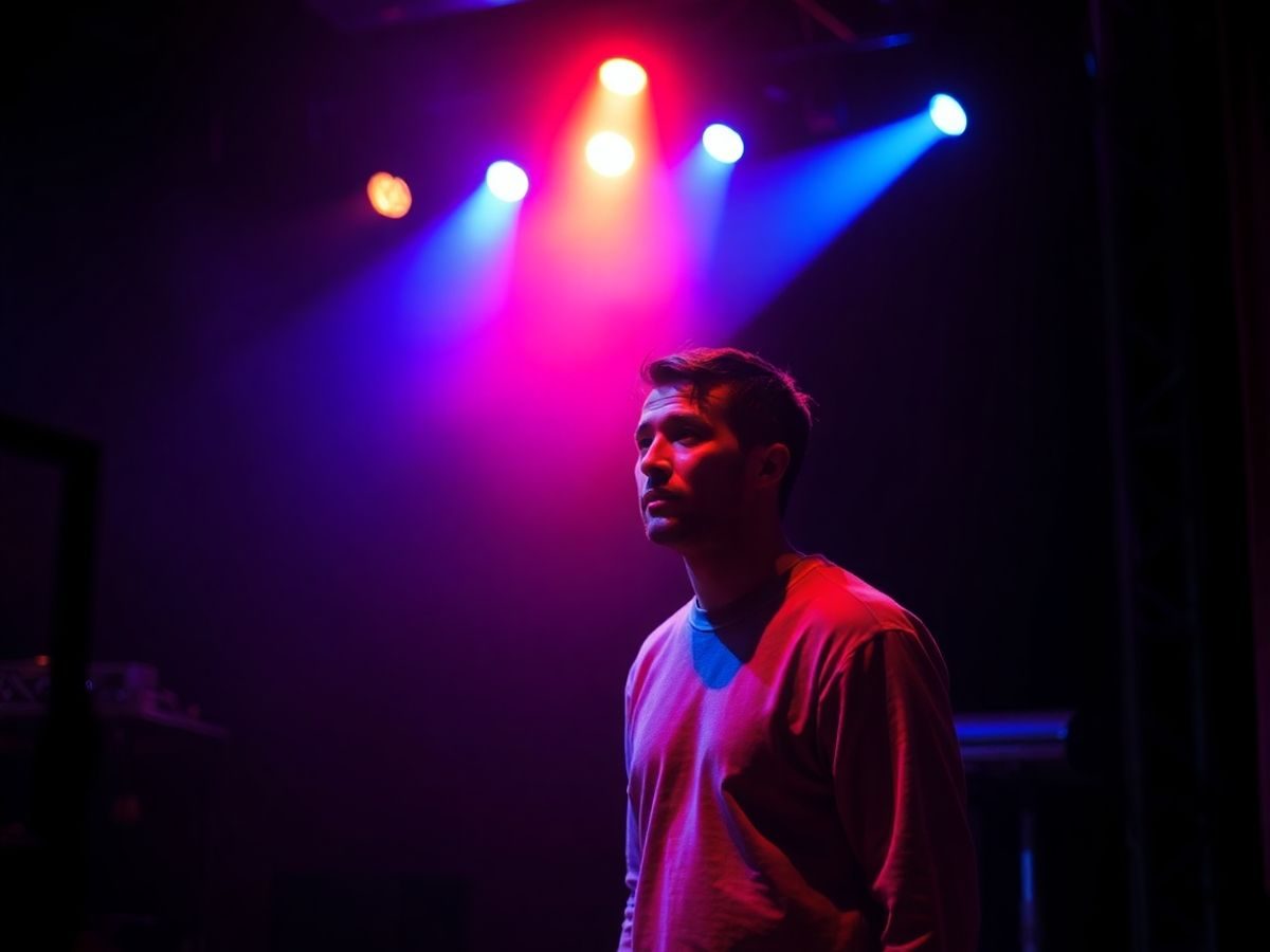 Scenă de teatru independent românesc, lumini artistice.