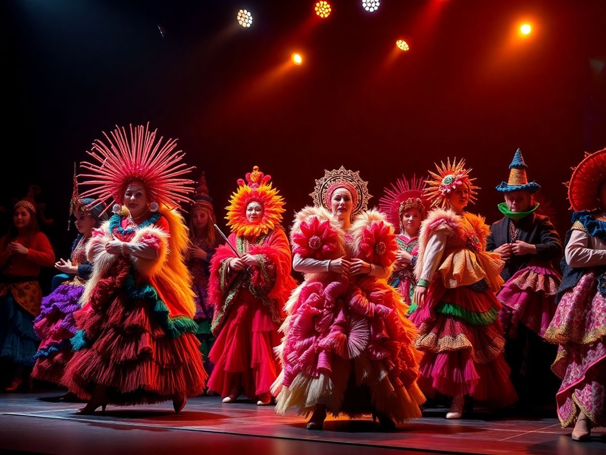 Costume vii pe scena teatrului în lumini puternice.