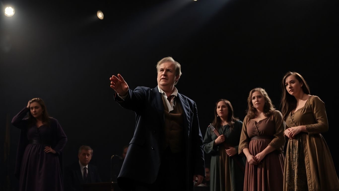 Actori pe scena teatrului reflectand probleme sociale