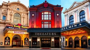 Fațade impunătoare ale teatrelor importante din România.